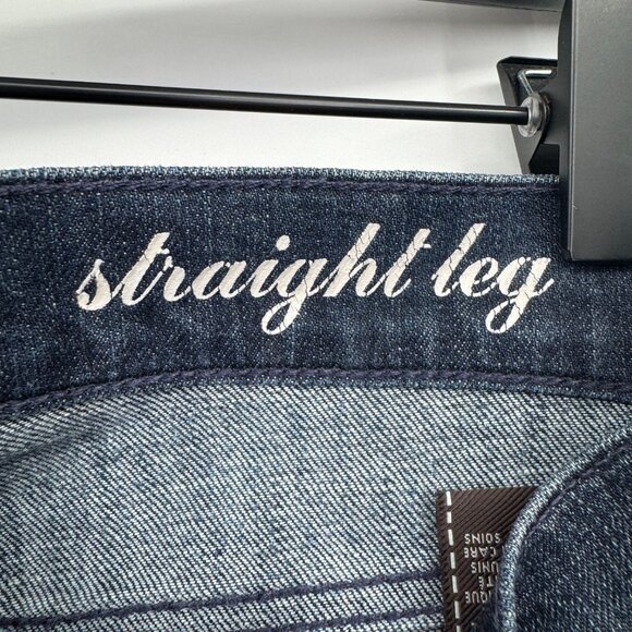 7 For All Mankind Jeans Women's Straight  Jeans Sz 32 Dark wash pink bling spark - Picture 5 of 10